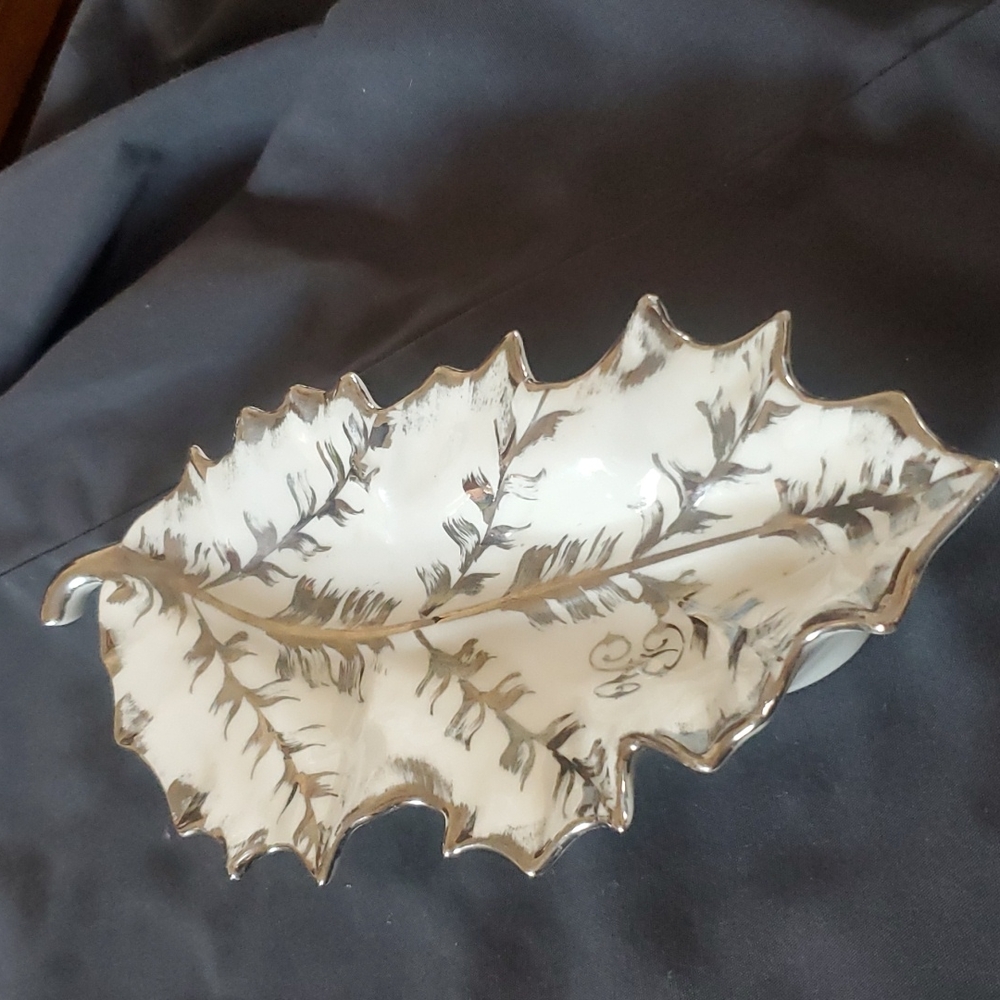 LIMOGES SILVER TRAY MONOGRAM "R"